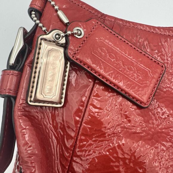 COACH Purse Womens Vintage Crimson Red Chelsea Patent Leather Hobo Purse - Picture 3 of 7